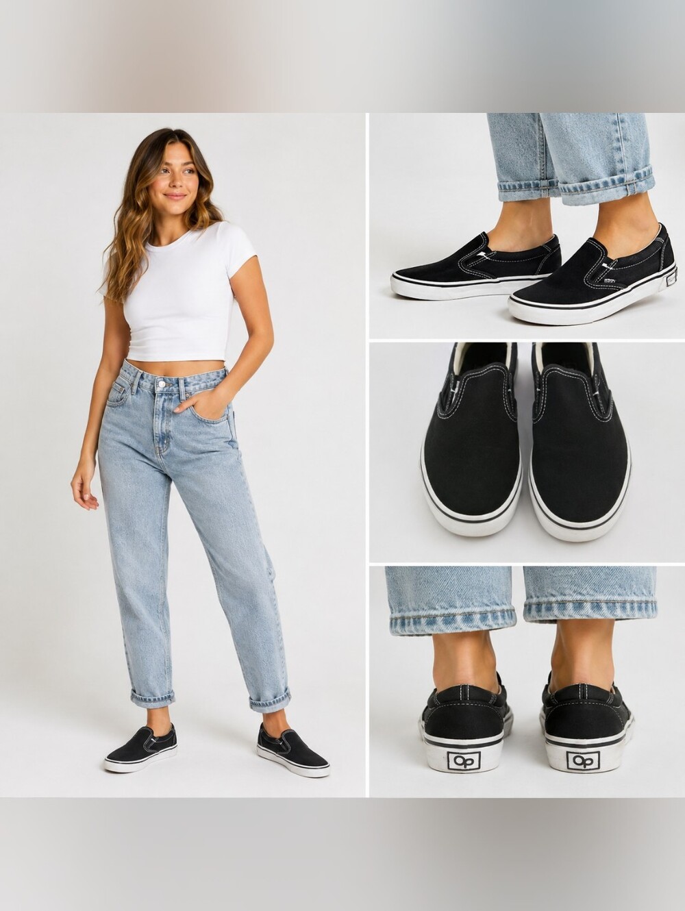 OP Ocean Pacific Vintage Black Slip On Canvas shoes. Vintage Size 9